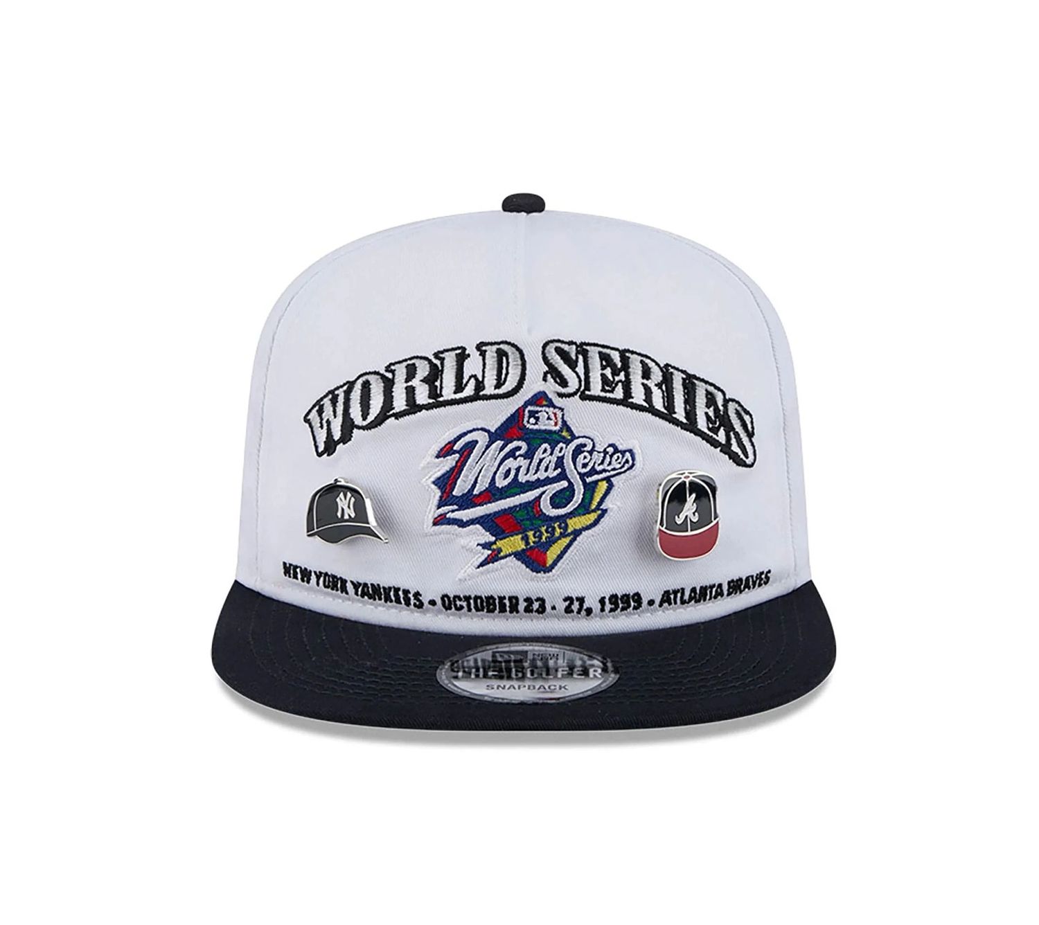 WORLD SERIES 1999 NEW YORK YANKEES VS ATLANTA BRAVES MLB CAP GOLFER SNAPBACK PIN WHITE