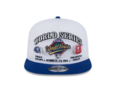 WORLD SERIES 1993 TORONTO BLUE JAYS VS PHILADELPHIA PHILLIES MLB CAP GOLFER SNAPBACK PIN WHITE 
