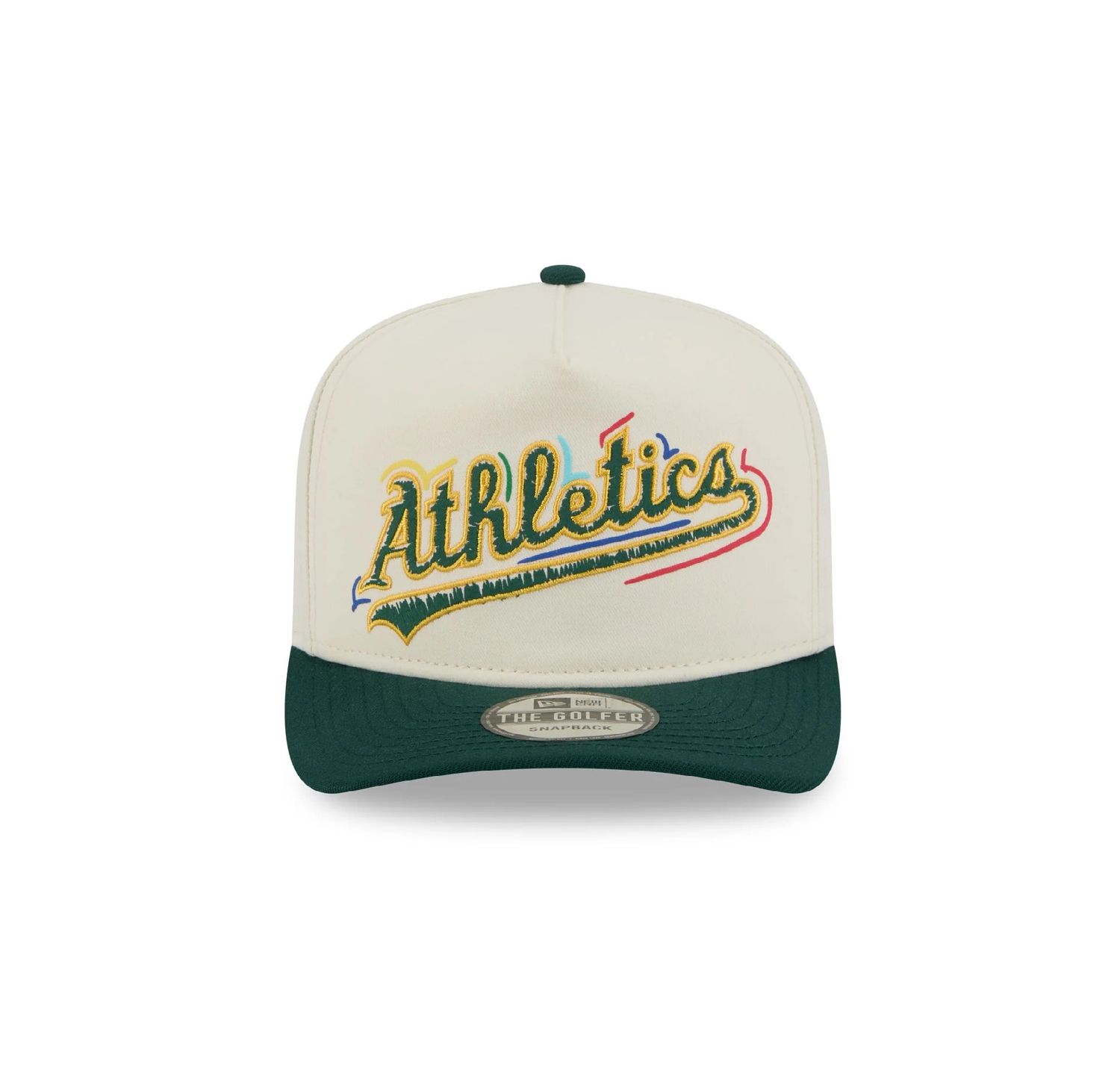 OAKLAND ATHLETICS MLB CAP GOLFER SNAPBACK TEAM SCRIBBLE BEIGE GREEN