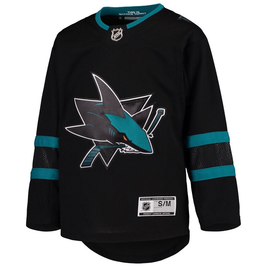 SAN JOSE SHARKS NHL JERSEY BREAKAWAY BLACK YOUTH, Size: S/M