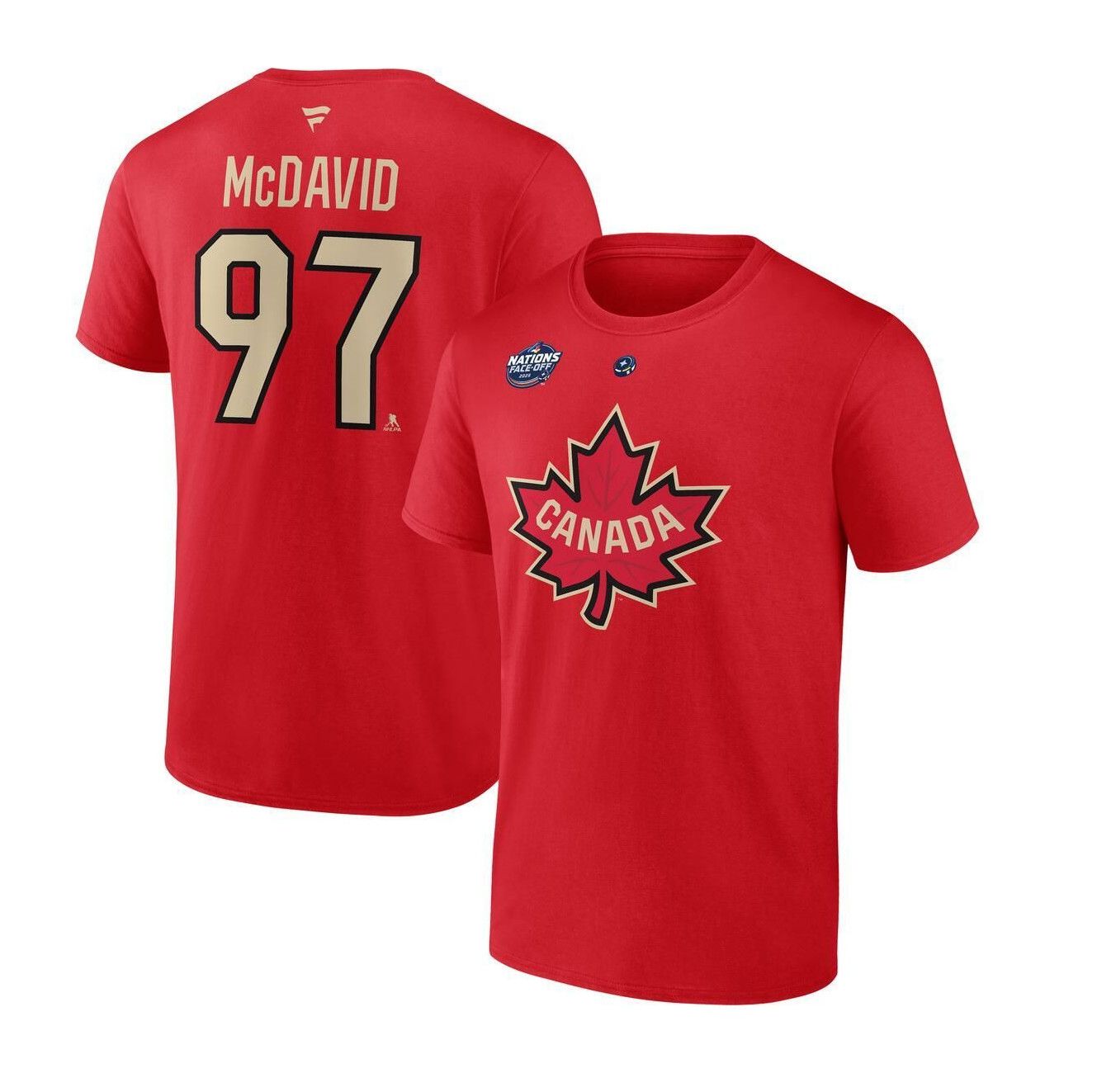 TEAM CANADA NHL TSHIRT 4 NATIONS FACE OFF PRIMARY LOGO CHAMPIONS HOMETOWN MCDAVID RED