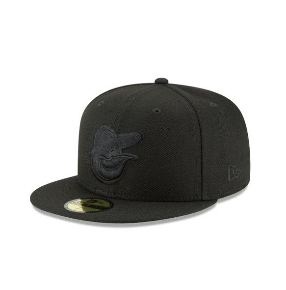 BALTIMORE ORIOLES MLB CAP 59FIFTY BLACK ON BLACK 