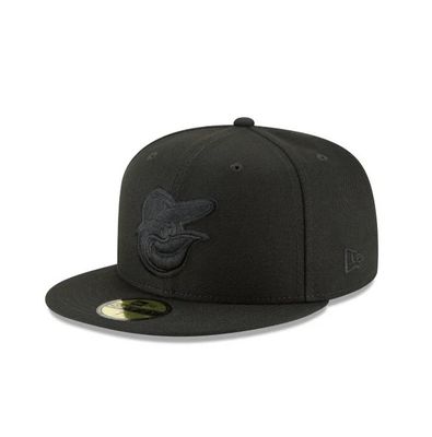 BALTIMORE ORIOLES MLB CAP 59FIFTY BLACK ON BLACK 