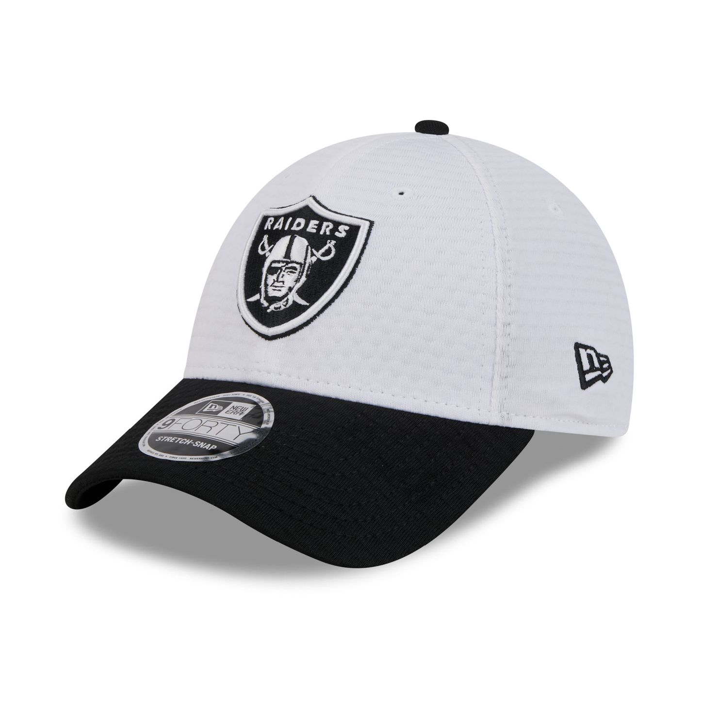 LAS VEGAS RAIDERS NFL CAP 9FOFRTY STRETCH SNAP TRAINNING CAMPS WHITE-BLACK