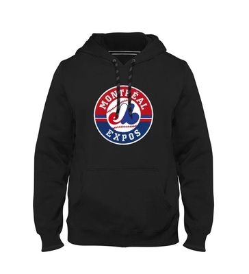 MONTREAL EXPOS MLB EXPRESS HOODIE ROUND LOGO BLACK 
