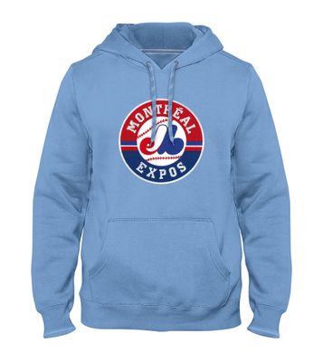 MONTREAL EXPOS MLB EXPRESS HOODIE ROUND LOGO LIGHT BLUE 
