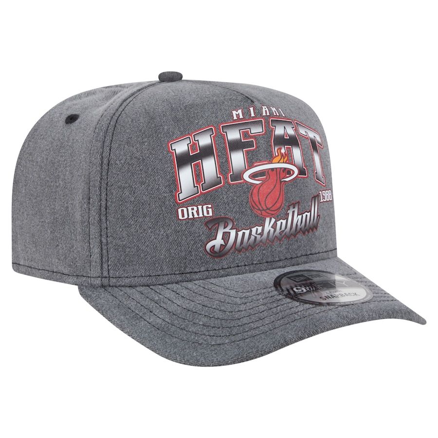 MIAMI HEAT NBA CAP 9FIFTY A FRAME WASHED BLACK, Size: OS