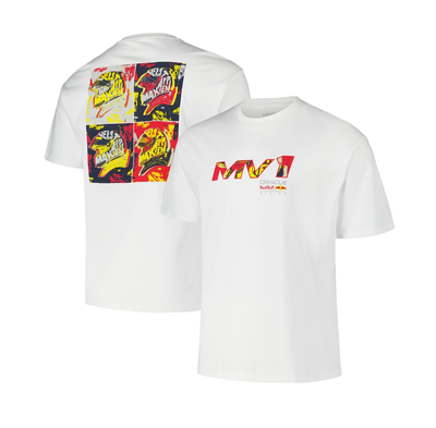 MAX VERSTAPPEN TSHIRT OVERSIZED RACING REDBULL POP ART  MV1 WHITE