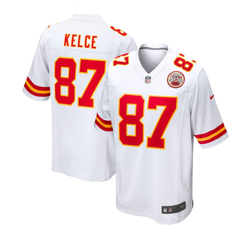 KANSAS CITY CHIEFS NFL JERSEY PLAYER GAME #87 KELCE WHITE