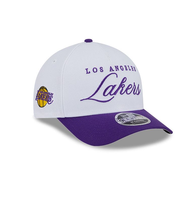 LOS ANGELES LAKERS NBA CAP 9FORTY M-CROWN A-FRAME 2025 DRAFT WHITE-PURPLE