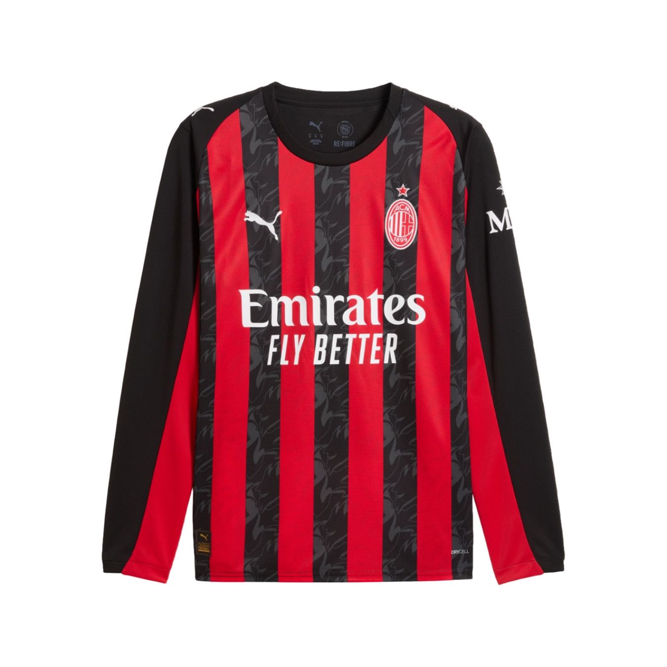 AC MILAN SOCCER JERSEY HOME 25-26 LONG SLEEVES BLACK-RED