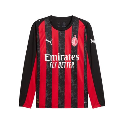 AC MILAN SOCCER JERSEY HOME 25-26 LONG SLEEVES BLACK-RED