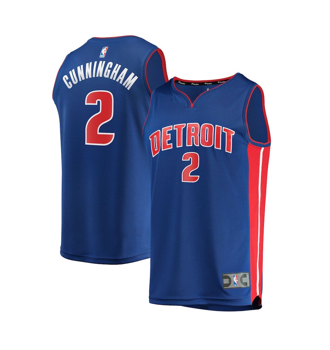DETROIT PISTONS NBA PLAYER JERSEY REPLICA FAST BREAK CUNNINGHAM #2 BLUE