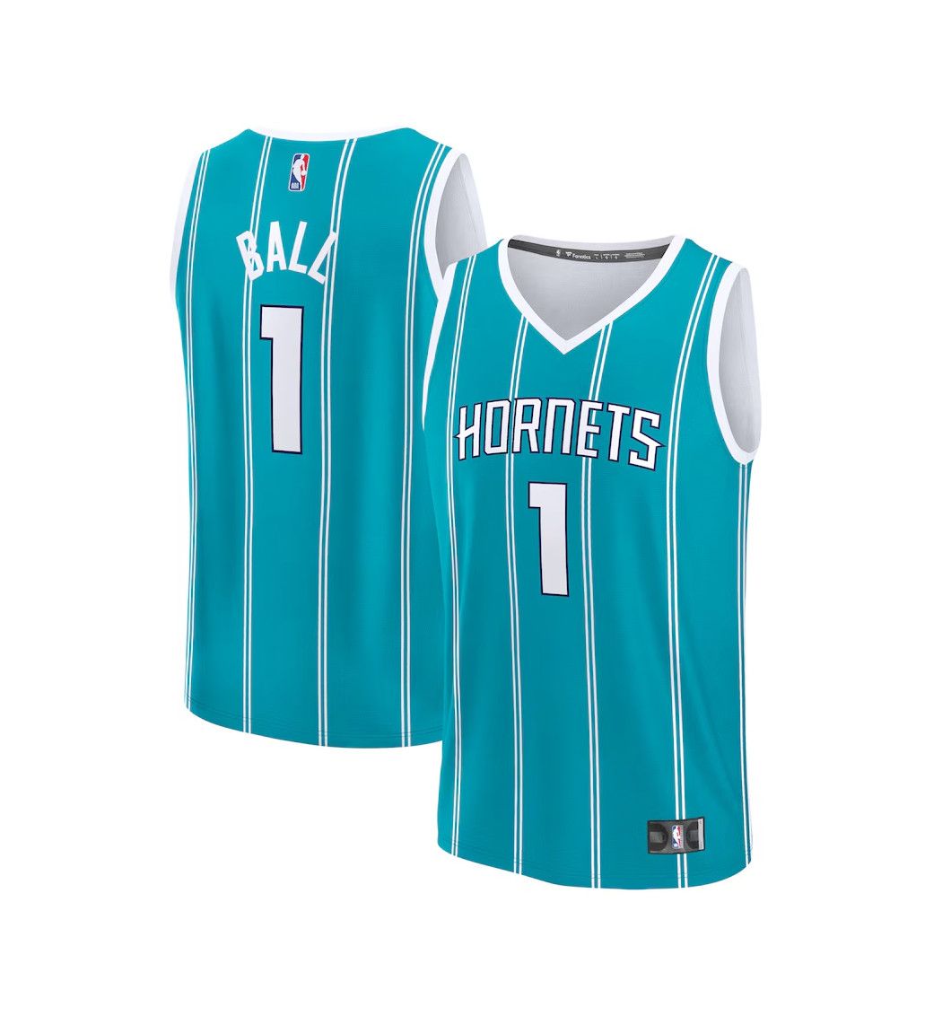 CHARLOTTE HORNETS NBA PLAYER JERSEY REPLICA FAST BREAK ICON EDITION BALL #1 TEAL