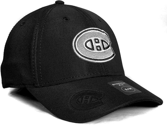 MONTREAL CANADIENS NHL CAP STRETCH FIT E-BOSS PLATINUM BLACK