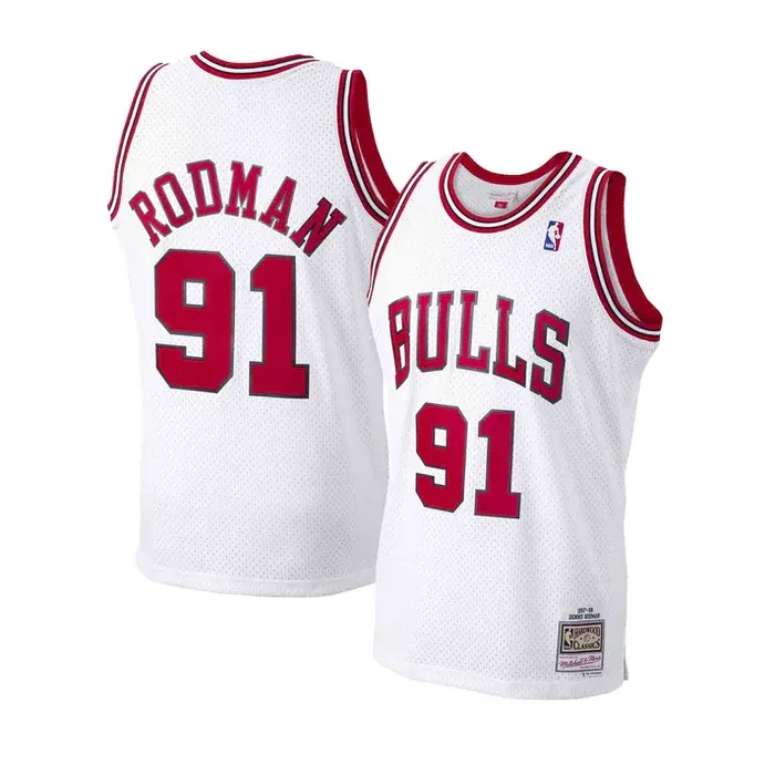 CHICAGO BULLS NBA JERSEY RODMAN #91 SWINGMAN WHITE