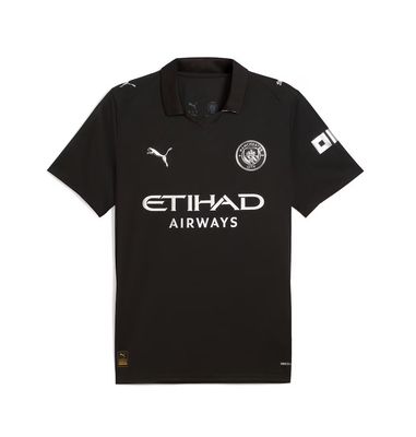 MANCHESTER CITY MAILLOT DE FOOTBALL REPLIQUE EXTÉRIEUR 25/26 ARGENT NOIR