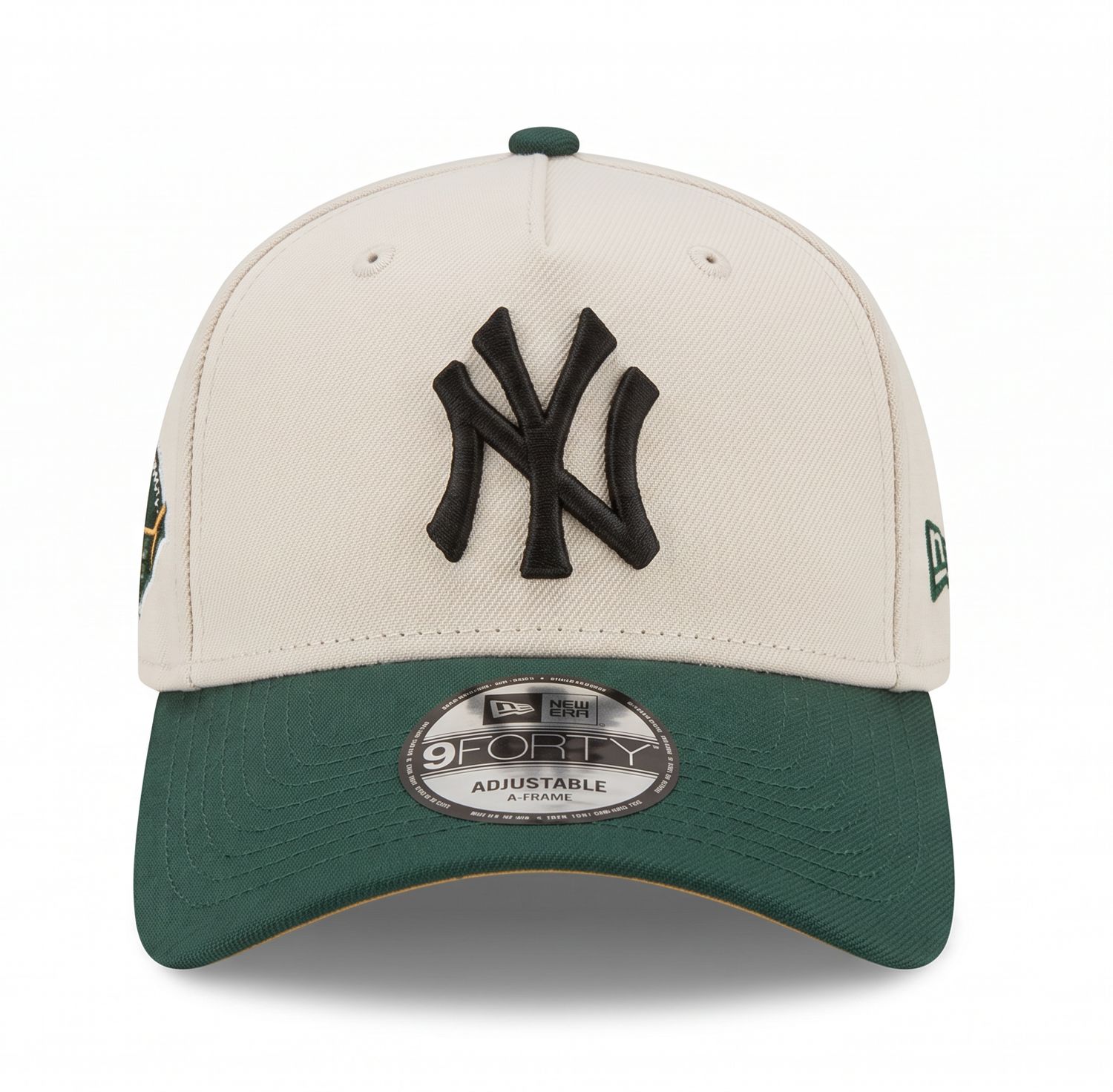NEW YORK YANKEES MLB CAP 9FORTY A-FRAME CREAM-FOREST GREEN SIDE PATCH