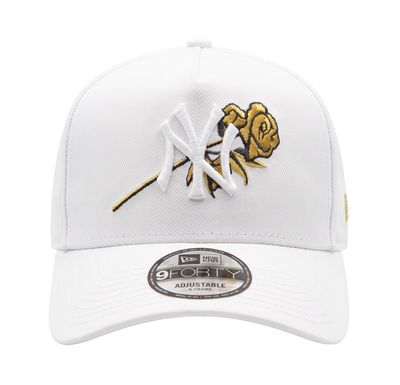 NEW YORK YANKEES MLB CAP 9FORTY A-FRAME WHITE FLOWER GOLD SIDE PATCH CAP