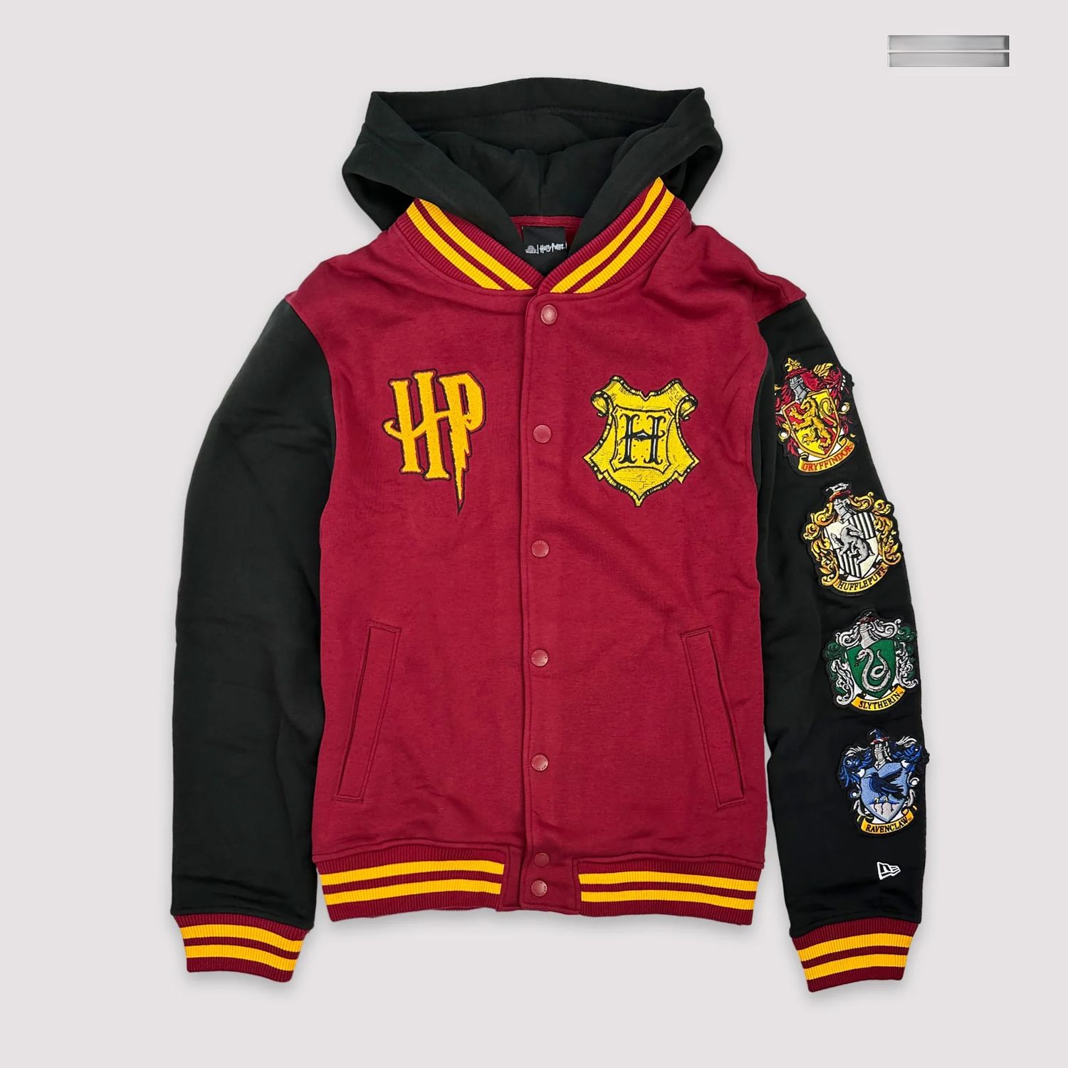 HARRY POTTER  HOGWARTS CREST ADULT HOODIE BURGUNDY-BLACK