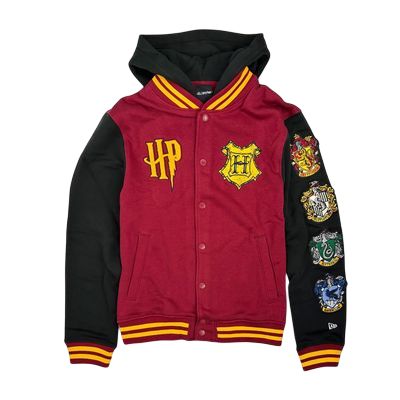 HARRY POTTER  HOGWARTS CREST ADULT HOODIE BURGUNDY-BLACK