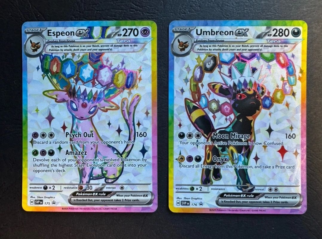 Pokémon TCG: Espeon EX 175 + Umbreon EX 176 Prismatic Evolutions Promo Set