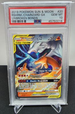 PSA 10 Pokemon TCG: Reshiram & Charizard GX 20/214 Unbroken Bonds Tag Team