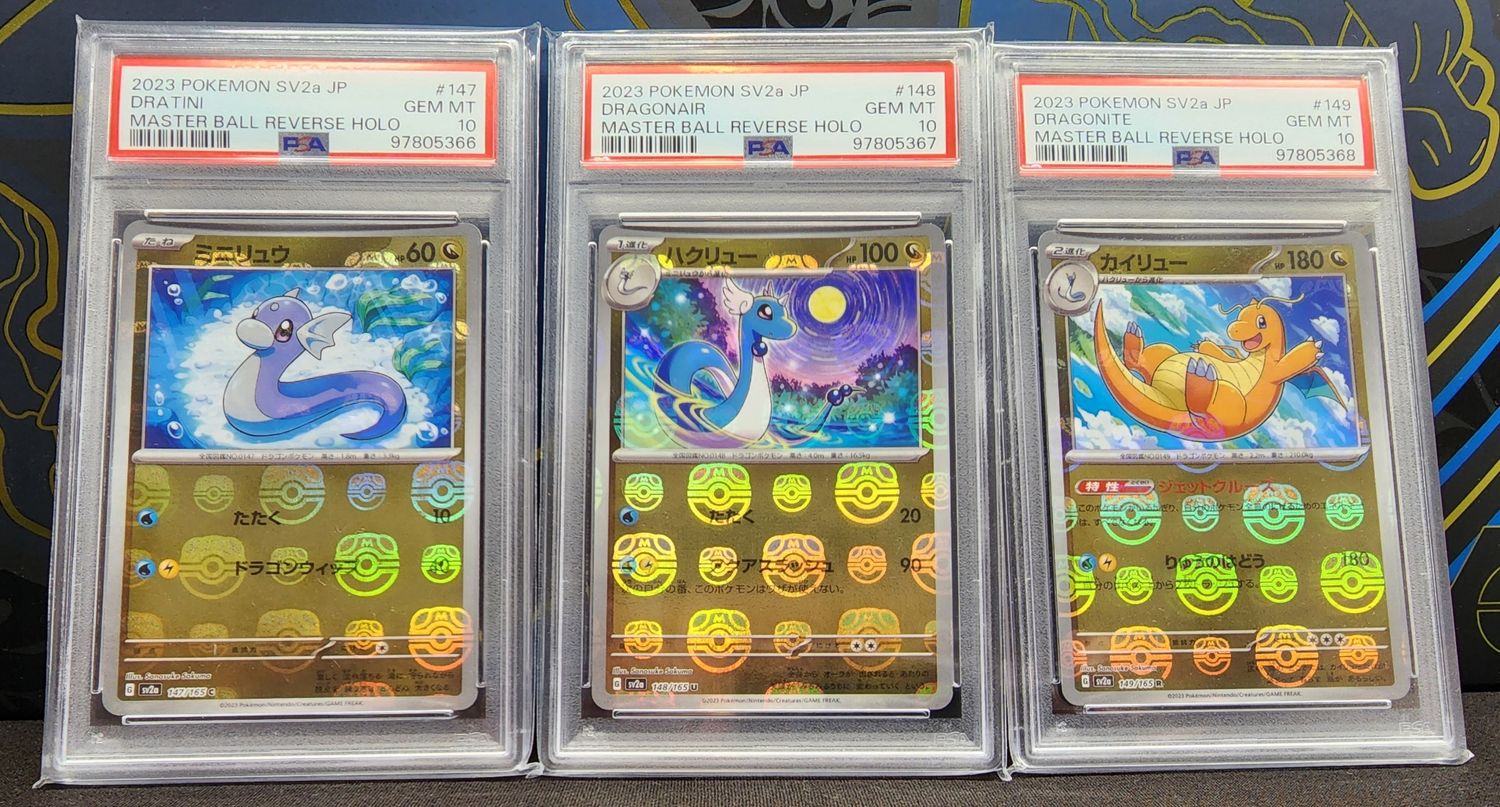 PSA 10 SEQUENTIAL SET Dratini/Dragonair/Dragonite Japanese Masterball Reverse Holo