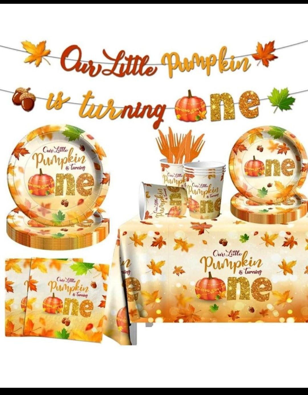 Our Little Pumpkin is Turning One Decorations,143Pcs Little Pumpkin 1st Birthday