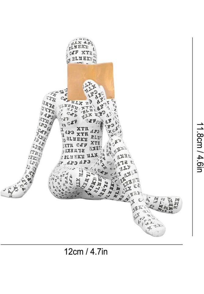 Reading Woman Figurine, Resin Abstract Thinker Sculptur Resin Pulp Reading Women