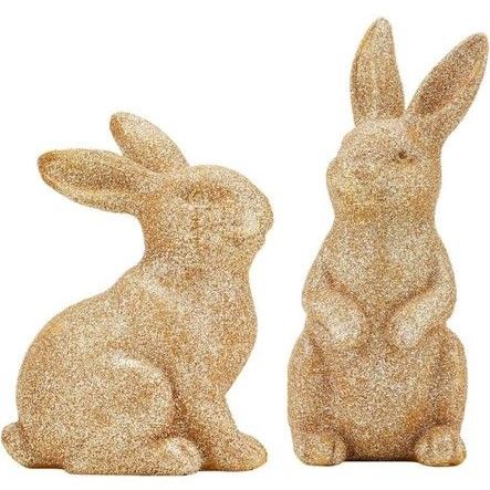 Easter Decorations Gold Sequins Rabbit Ornaments Courtyard Gardens Gold Powder Rabbit Sculptures.