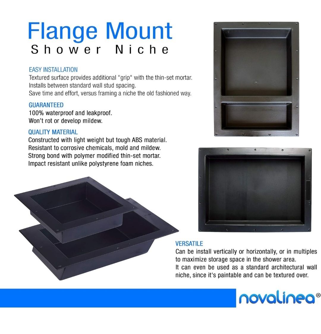 Large Double Shelf Recessed Shower Niche