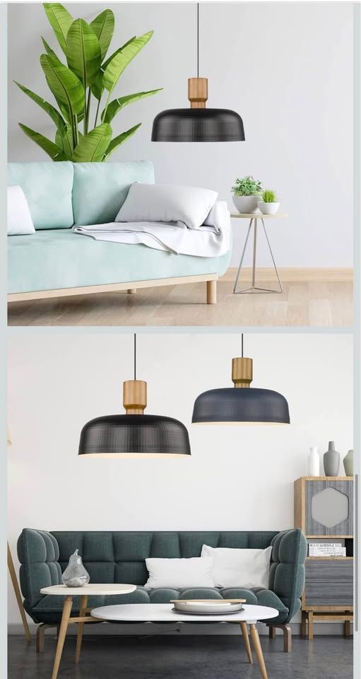 Darkaway Large Industrial Pendant Light Fixtures with Hammered Metal Shade, 2Pack Black 18.1.