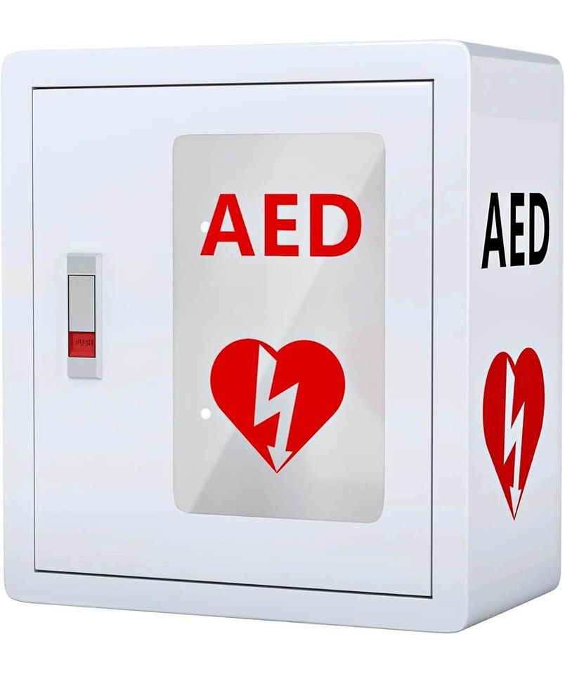 NLShan Wall Mounted AED Defibrillator Cabinet, Metal Steel Plate Storage Cabinet with Snap Lock.