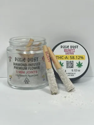 Runtz (Sativa) - Pixie Sticks (Extremely Potent Infused THCa Pre Rolls) 5 Count Jar