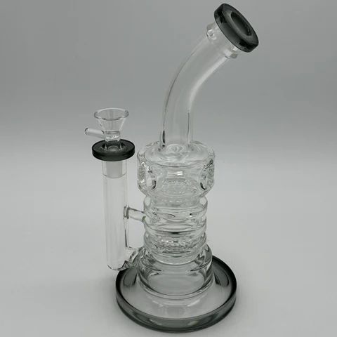Medium Glass Barbell Perk Water Pipe 10"