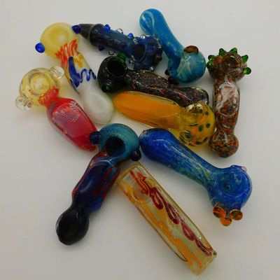 4" Standard Decorative Glass Hand Pipe. Assorted- 5CT