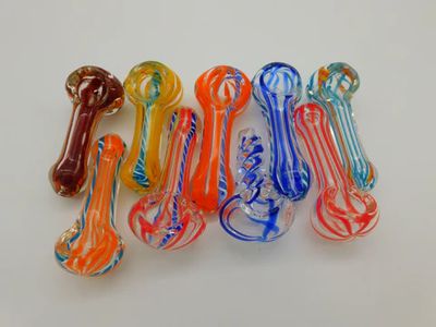 2.5" Colored Decorative Glass Hand Pipe - 10CT