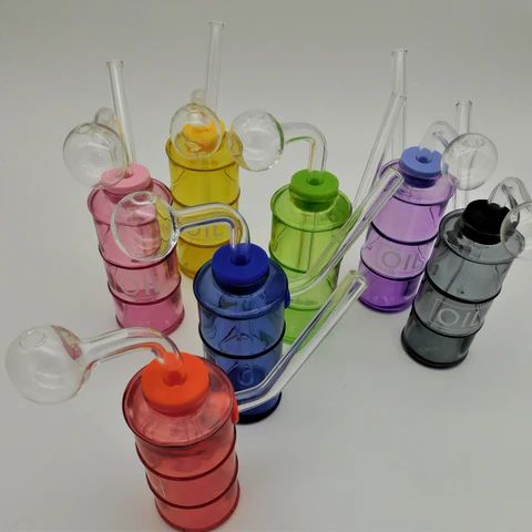 Colored Glass Oil Barrel Oil Burners - 10CT