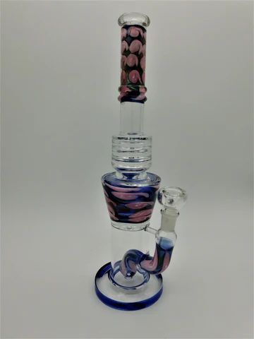Heavy Glass 13" Water Pipe Colored Chambers