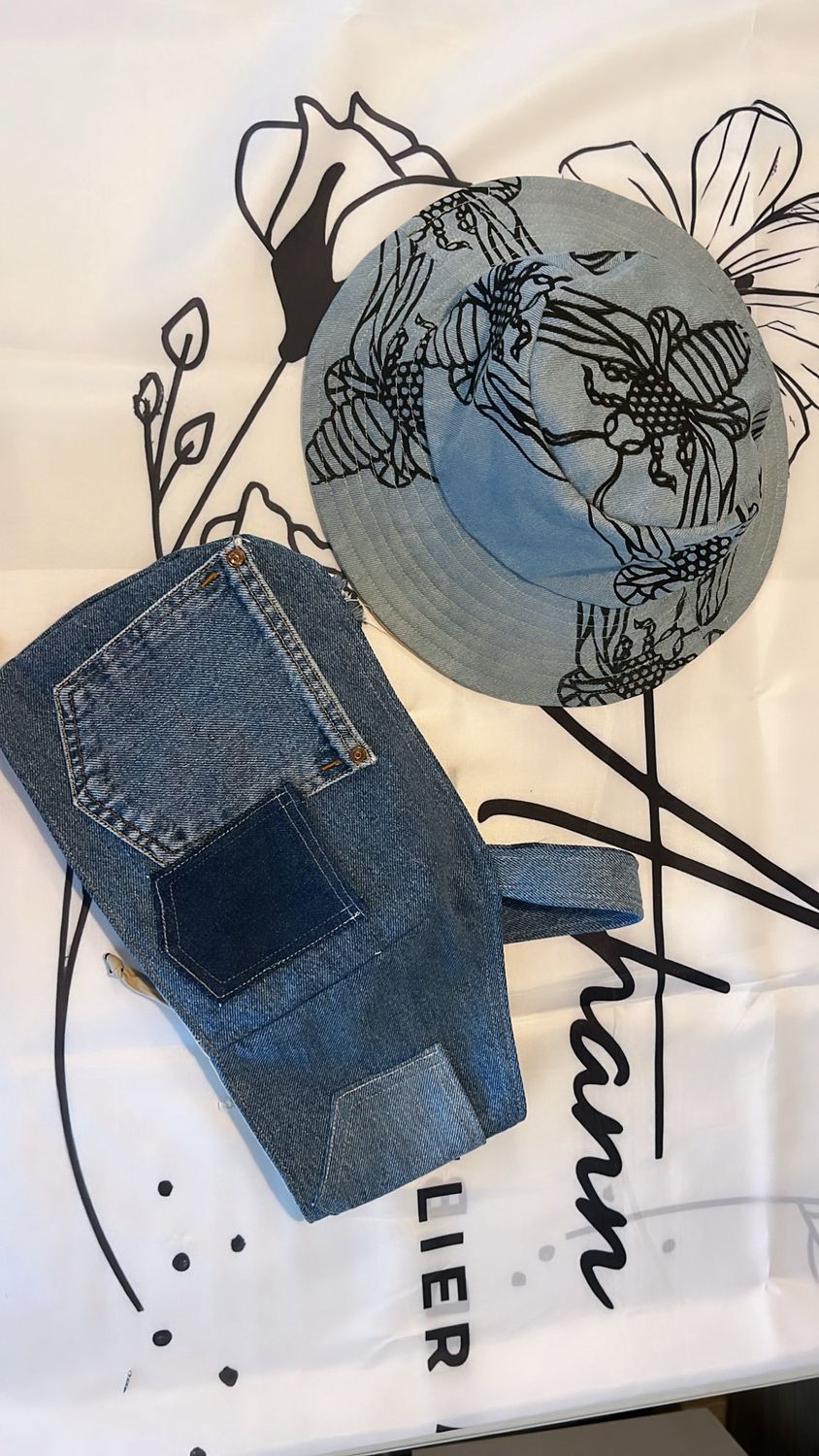 Reversible denim bucket hat