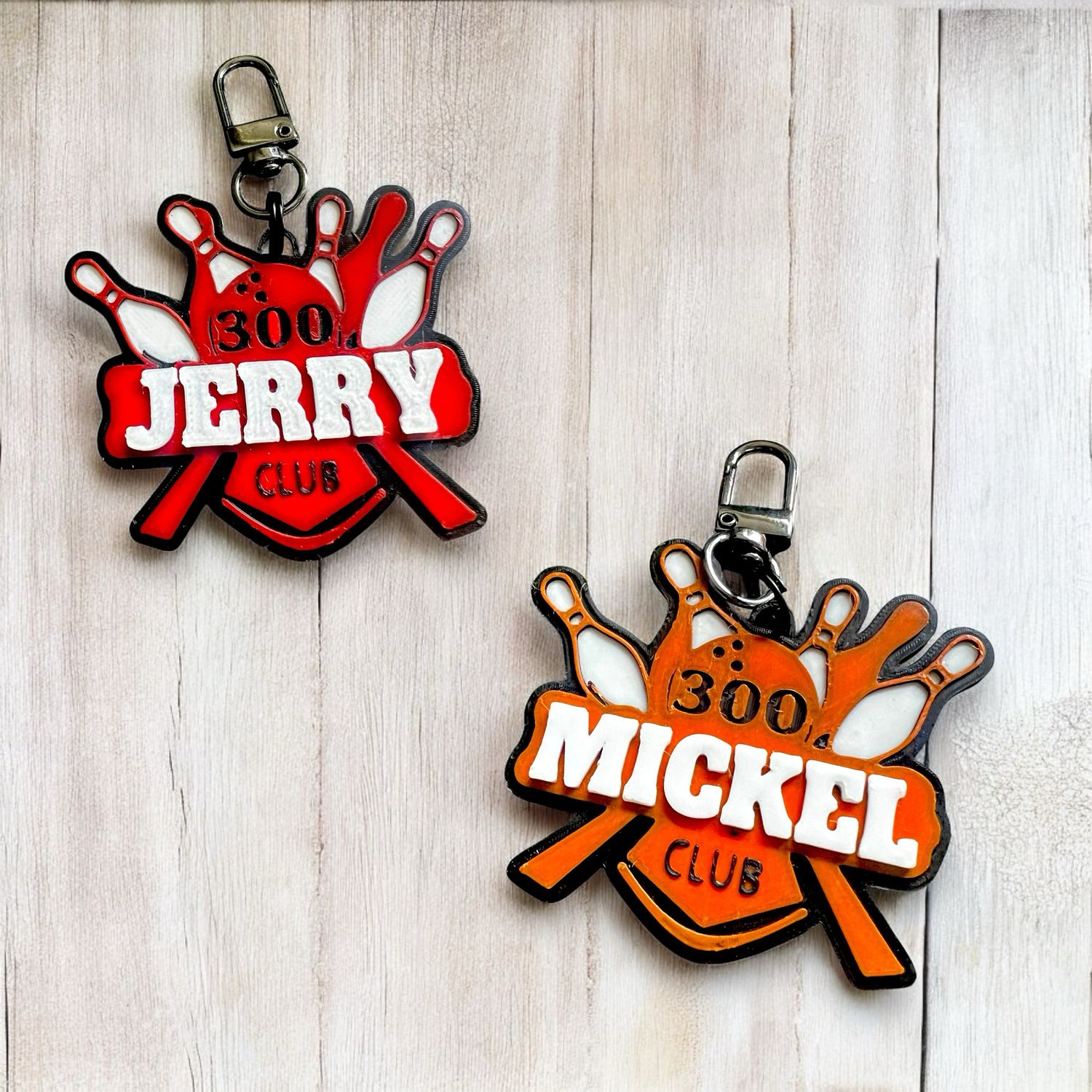 Customized 300 Club Bowling Keychain