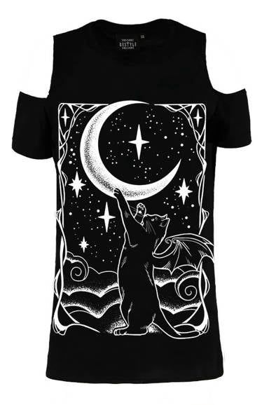 T-Shirt Cat Crescent [Épaules Dégagées]