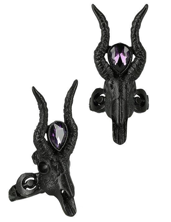 Black Crescent &amp; Skull Ring