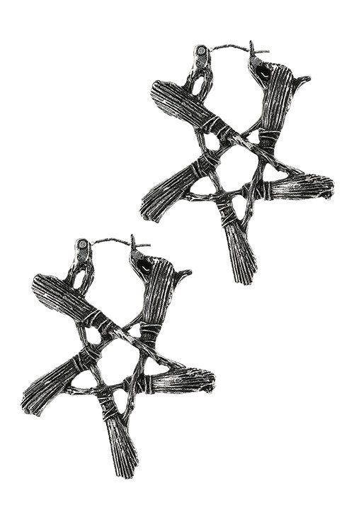 Broom Pentagram Earrings [SILVER]