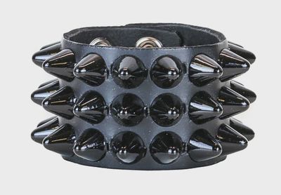 Bracelet En Cuir À Stud Noir BC256UK