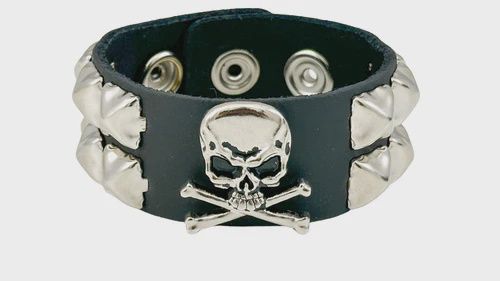 Bracelet En Cuir À Studs Argent FB340
