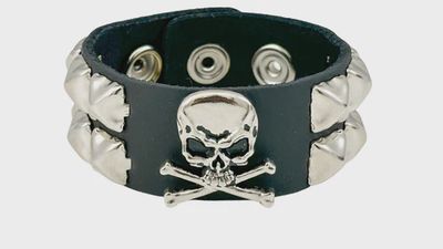 Bracelet En Cuir À Studs Argent FB340