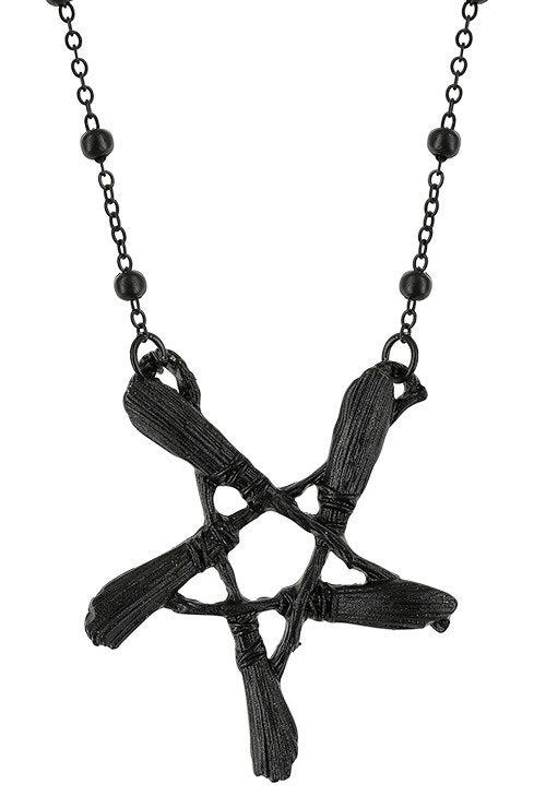 Broom Pentagram Necklace [BLACK]