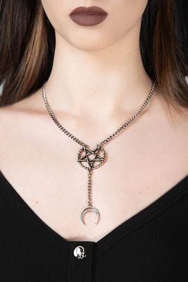 Pentagram Moon Drop Necklace